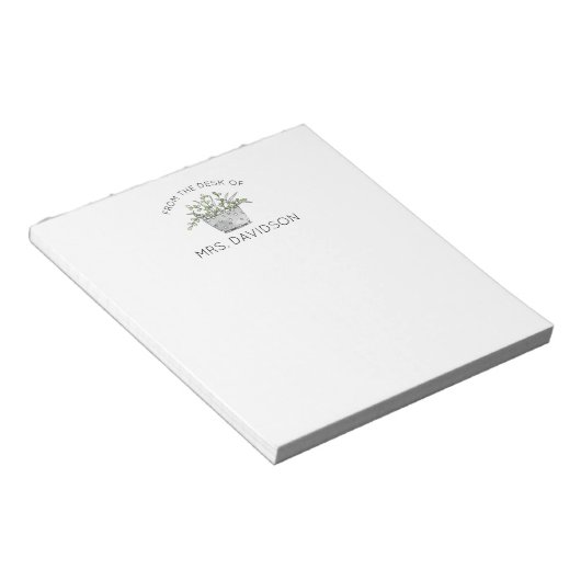 Bloc-note Cahier Cadeau Enseignant Plante en Pot (Incliné)