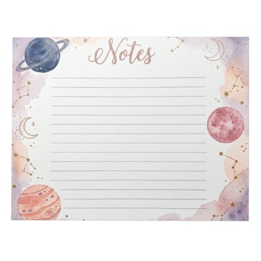 Bloc-note Cahier Céleste Aquarelle Planètes (Devant)