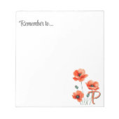Bloc-note Cahier de fleurs sauvages à monogramme Coquelicot (Devant)