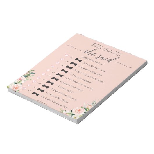 Bloc-note Cahier de jeu 'Il a dit, elle a dit' pour enterrem (Tourné)
