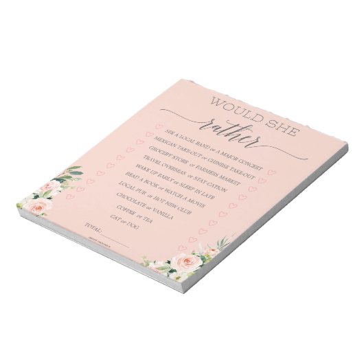 Bloc-note Cahier de jeu 'Would She Rather' pour enterrement  (Tourné)