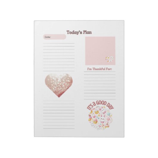 Bloc-note Cahier de planification quotidienne rose pour enfa (Tourné)