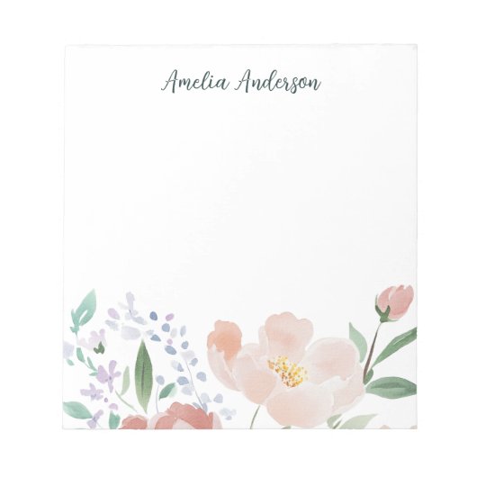 Bloc-note Cahier Fleurs Romantiques Professeure Jolie (Devant)
