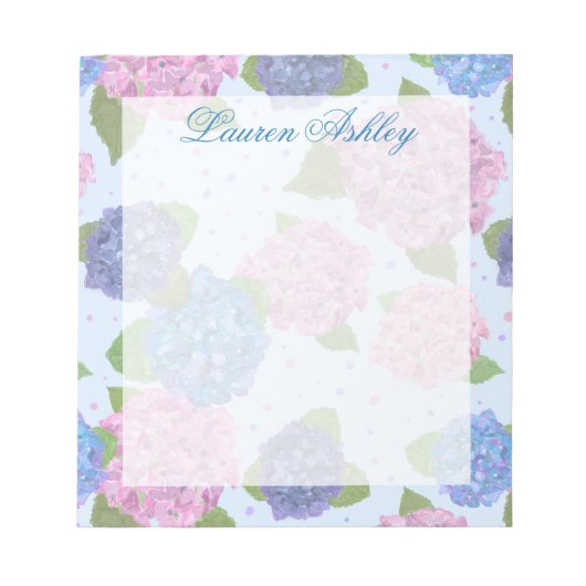 Bloc-note Cahier Hydrangeas Aquarelle (Bleus & Roses) (Devant)