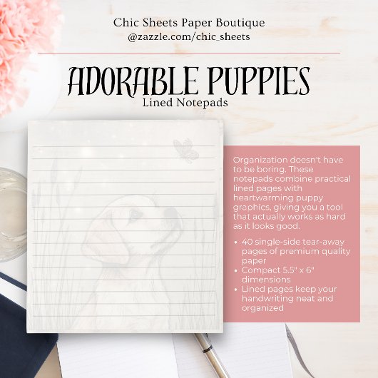 Bloc-note Cahier ligné Adorable Chiots