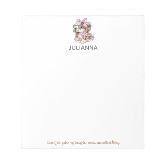 Bloc-note Cahier personnalisé avec une prière et un chiot mi (Devant)