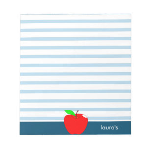 Bloc-note Cahier personnalisé enseignant Pomme Rouge lignes