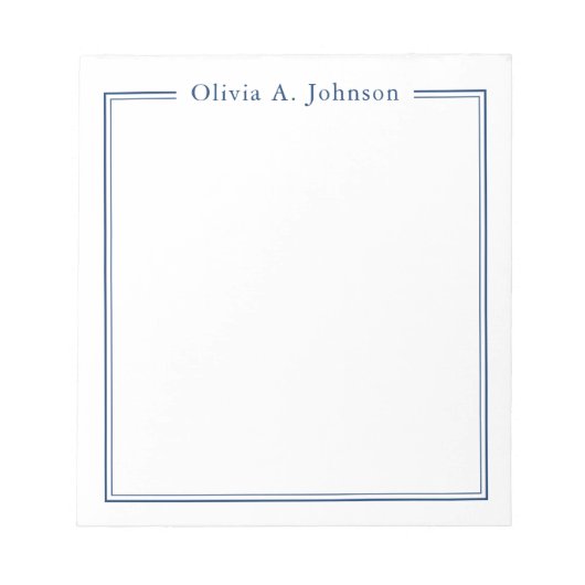 Bloc-note Cahier simple élégant moderne bleu blanc (Devant)