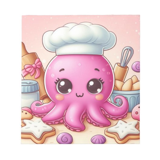 Bloc-note Cahier vierge pieuvre de cuisson mignonne (Devant)