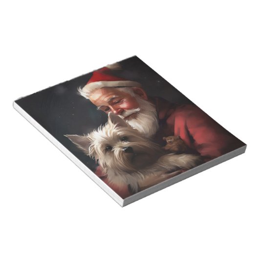 Bloc-note Cairn Terrier Avec Noël Festif Du Père Noël (Incliné)