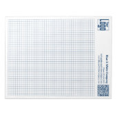 Bloc-note Calcpad de graphique en grille bleue avec logo QR- (Devant)