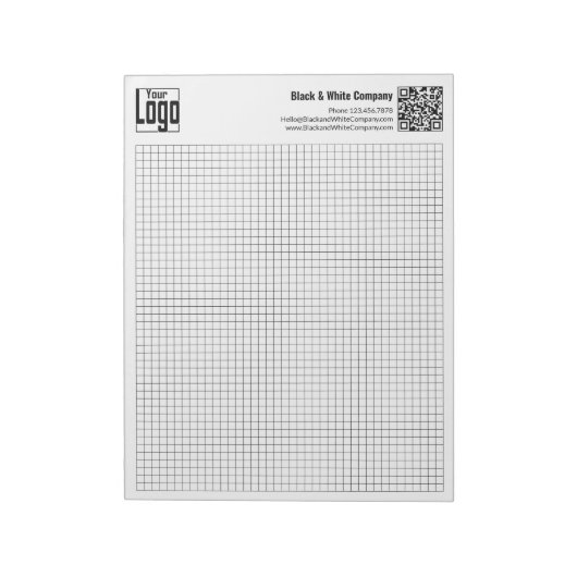 Bloc-note Calcpad de grille noire à code QR de logo de base (Tourné)