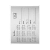 Bloc-note Calendrier 2026 sur fond gris flou avec logo perso (Tourné)