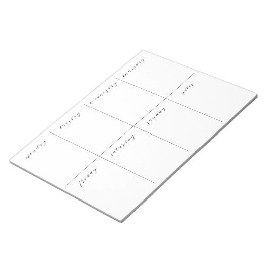 Bloc-note Calendrier blanc du planificateur hebdomadaire (Incliné)