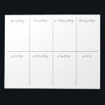 Bloc-note Calendrier blanc du planificateur hebdomadaire<br><div class="desc">Calligraphie noire pendant des jours et une section notes. Tear Away Weekly Planificateur note pad</div>