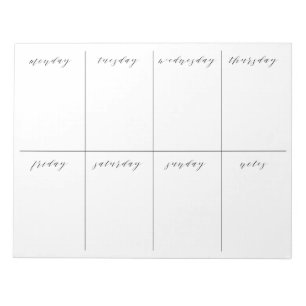 Bloc-note Calendrier blanc du planificateur hebdomadaire