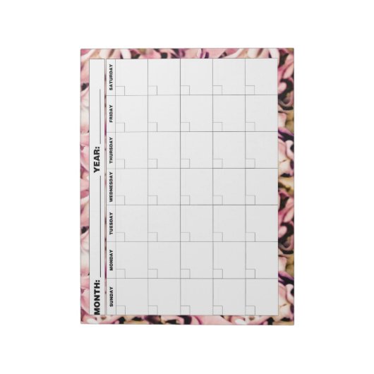 Bloc-note Calendrier blanc Motif Hydrangea (Tourné)
