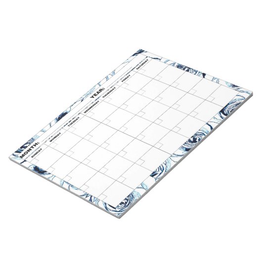 Bloc-note Calendrier blanc Rose bleu foncé (Incliné)