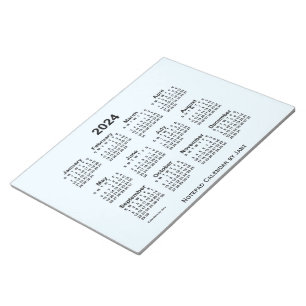 Bloc-note Calendrier bleu Alice 2024 par Janz Grand Bloc-not