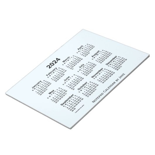 Bloc-note Calendrier bleu Alice 2024 par Janz Grand Bloc-not (Incliné)
