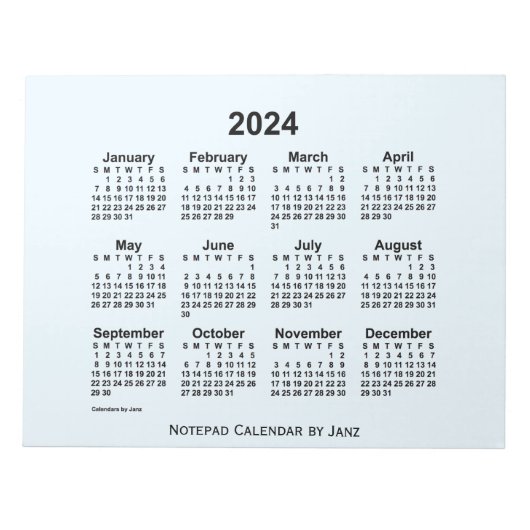 Bloc-note Calendrier bleu Alice 2024 par Janz Grand Bloc-not (Devant)