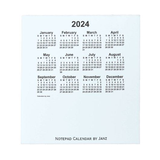 Bloc-note Calendrier bleu Alice 2024 par Janz Small Notepad (Devant)