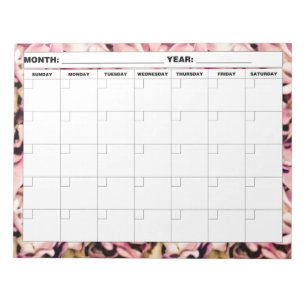 Bloc-note Calendrier de blanc de motif d'hortensia