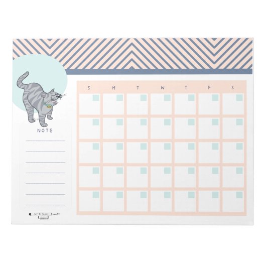 Bloc-note Calendrier de bureau à feuilles mobiles avec chat (Devant)