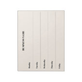 Bloc-note Calendrier de semaine beige nom d'entreprise (Tourné)