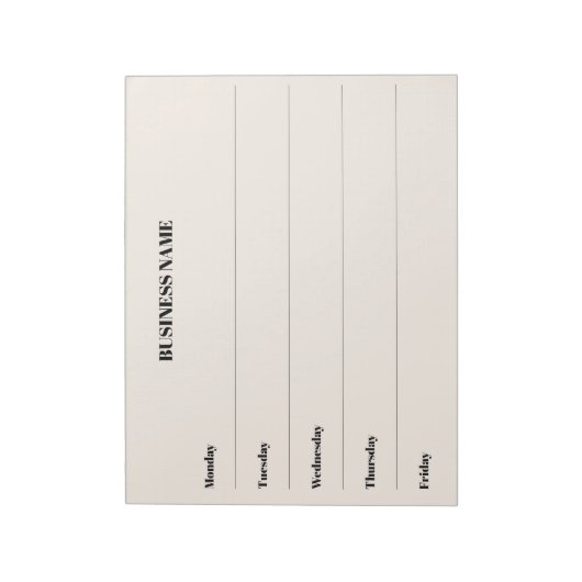 Bloc-note Calendrier de semaine beige nom d'entreprise (Tourné)