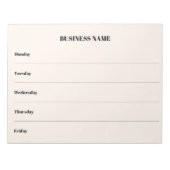 Bloc-note Calendrier de semaine beige nom d'entreprise (Devant)