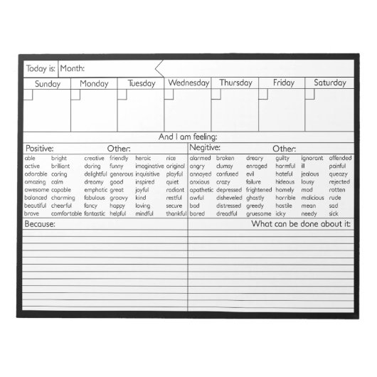 Bloc-note Calendrier d'émotion hebdomadaire - Personnaliser (Devant)