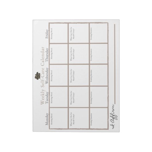 Bloc-note Calendrier des autosoins (Tourné)