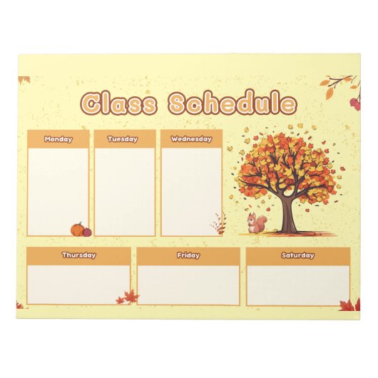 Bloc-note Calendrier des cours d'automne avec de mignonnes i (Devant)