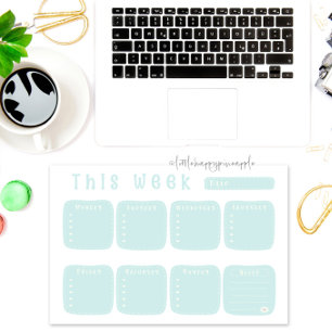 Bloc-note Calendrier du planificateur hebdomadaire Mint Blue