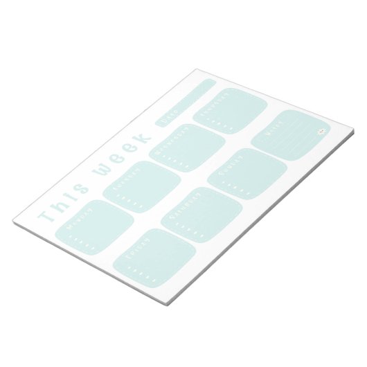 Bloc-note Calendrier du planificateur hebdomadaire Mint Blue (Incliné)