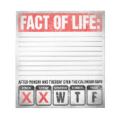 Bloc-note Calendrier Fact of Life dit WTF Humour (Devant)