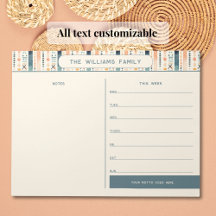 Calendrier familial hebdomadaire Boho avec section
