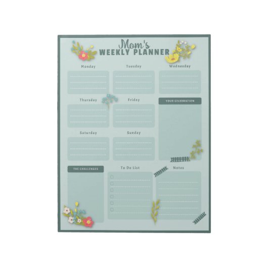 Bloc-note Calendrier hebdomadaire fleur sauvage (Tourné)