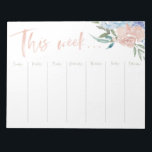 Bloc-note Calendrier hebdomadaire fleurs aquarelles<br><div class="desc">Avec du texte dans un script d'aquarelle de brosse et des flûtes d'aquarelle, ce calendrier hebdomadaire de déchirure de papier a des taches blanches pour toutes vos tâches et vos rappels</div>