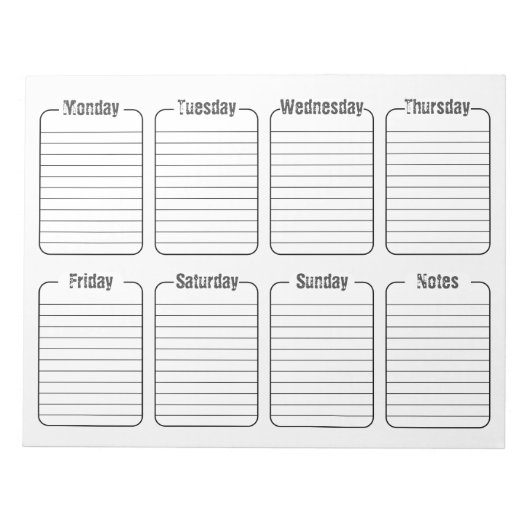Bloc-note Calendrier hebdomadaire simple du planificateur bl (Devant)