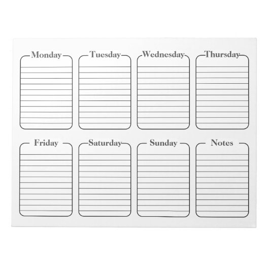 Bloc-note Calendrier hebdomadaire simple du planificateur bl (Devant)