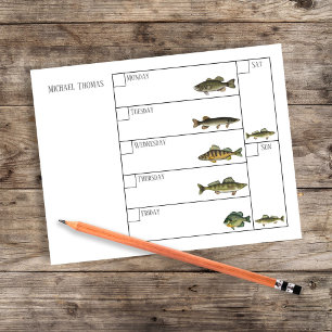 Bloc-note Calendrier hebdomadaire simple moderne pour pêcheu