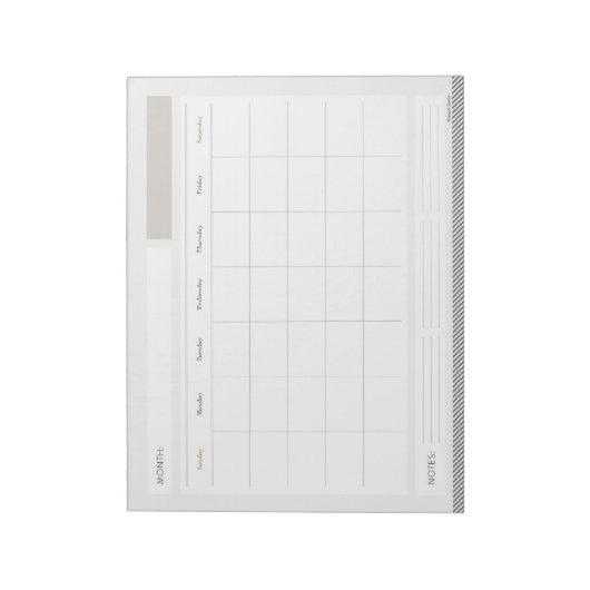 Bloc-note Calendrier mensuel (Tourné)