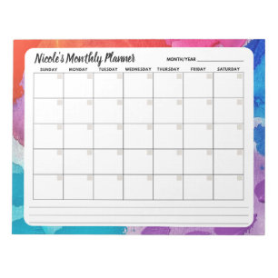 Bloc-note Calendrier mensuel à feuilles détachables aquarell