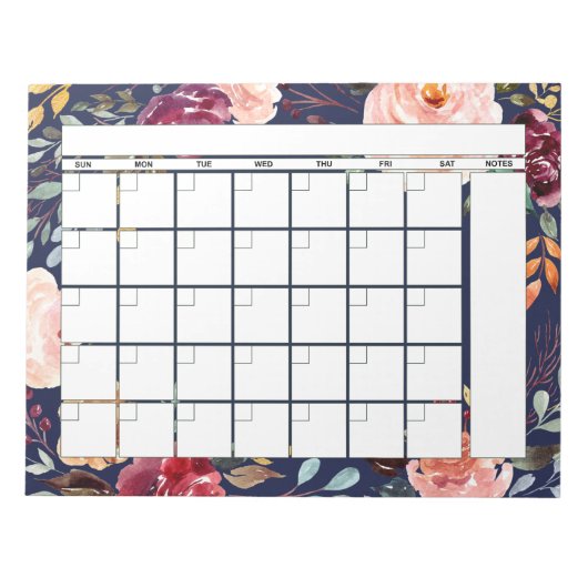 Bloc-note Calendrier mensuel de planification de la marine d (Devant)