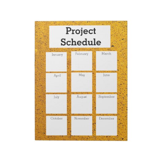 Bloc-note Calendrier mensuel de projet impression orange gro (Tourné)