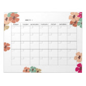 Bloc-note Calendrier mensuel non daté floral (Devant)