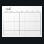 Bloc-note Calendrier mensuel vide<br><div class="desc">Une simple grille de calendrier vierge,  pour organiser votre calendrier mensuel comme un pro. Couleurs de texte personnalisables et couleur arrière - plan.</div>