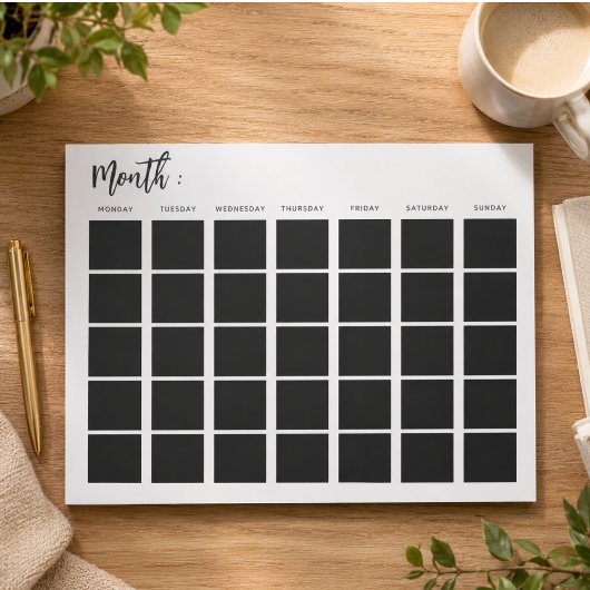 Bloc-note Calendrier mensuel vierge